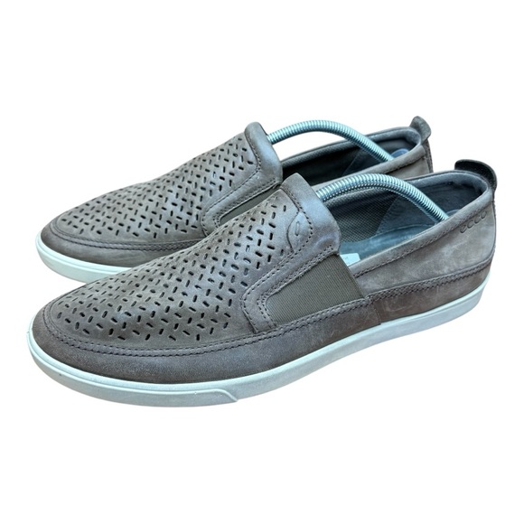 Ecco men size 11-11.5  Perforated Gray Slip-On Loafers - Picture 1 of 8